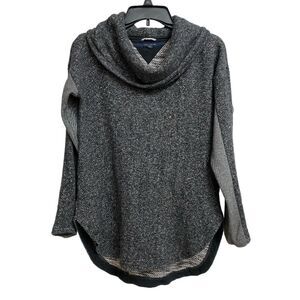 Tommy Hilfiger Athluxe Cowl Neck Sweatshirt Size XS Women's Black Grey Textured
